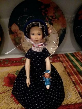 Sweet Little Hitty,  Hand Carved Wood Doll By Vivian