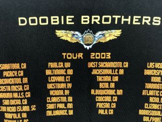 Doobie Brothers Concert Shirt 2003 Tour Size Medium Ready To Wear Doobie Brother