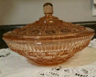 Vtg Indiana Windsor Pink Depression Glass Candy Box Dish W Lid / Cover