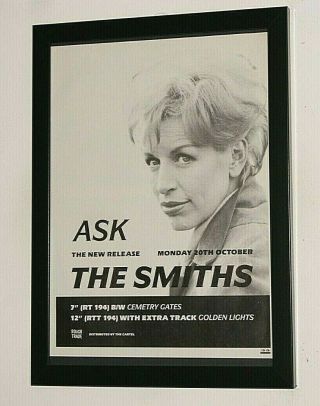 The Smiths Framed A4 1986 `ask` Single Band Promo Rare Art Poster