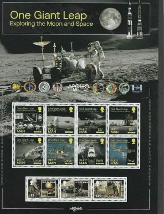 Isle Of Man - One Giant Leap - Space Apollo 50th Anniv - Special Sheet Mnh 2019