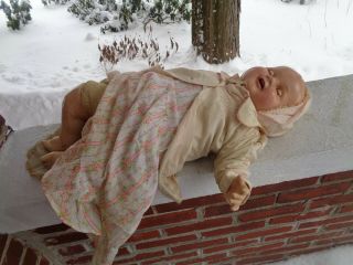 Antique Vintage Large 25 " Composition & Cloth Baby Doll Toy Child