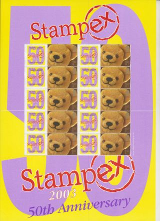 Gb Smiler Stamp Business Sheet Umm Mnh Stampex 2003 Teddy Bears