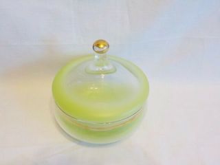 Vintage Light Green Blendo West Virginia Glass Candy Dish With Lid