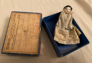 Rare Antique German Frozen Charlotte China Doll In Mailing Box