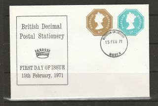 Gb Fdc 1971 Postal Stationery,  4p,  1/2p,  Burnham On Crouch Cds,  Unaddressed,  No