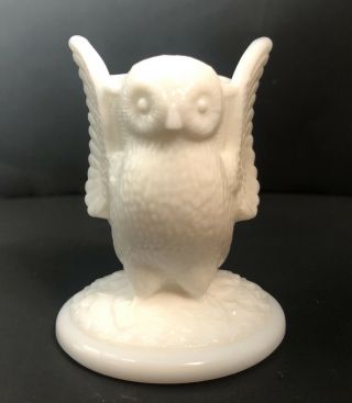 1960’s Vintage Westmoreland White Milk Glass Owl Toothpick Holder Figure