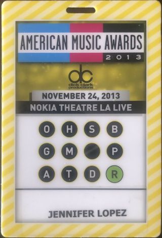 American Music Awards Ama 2013 Backstage Pass Jennifer Lopez