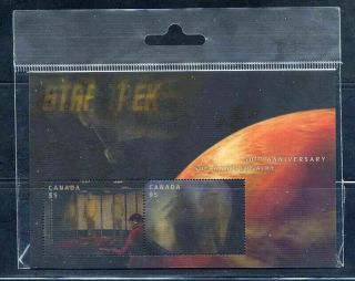 Star Trek Hologram 2 X $5 - 10 Fv Canada Mnh 2922 50th Lenticular
