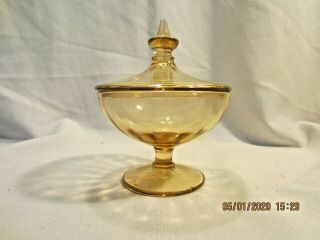 Vintage Pink Depression Glass Pedestal Footed Candy Dish Bowl With Lid