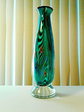 Vintage Murano Art Glass Millefiori Vase Hand Blown Made In Italy 14 1/2 " Tall
