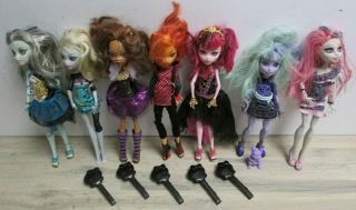 7x Mattel Monster High Dolls Toralei Clawdeen Draculaura Frankie Rochelle Twyla