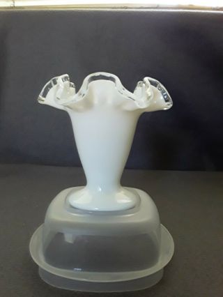 Vintage FENTON Milk Glass SILVER CREST 4 - 3/8 