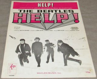 The Beatles: Help; Vintage 1965 Sheet Music; Lennon Mccartney