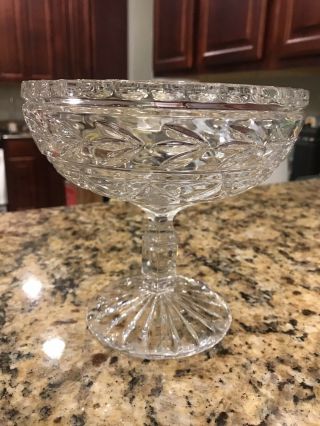 Vintage Etched Crystal Candy Bowl Dish 6 X 5 X 6.  5 Inches