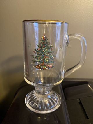 Spode Christmas Tree Irish Coffee Mugs With Gold Rim - Set Of 4