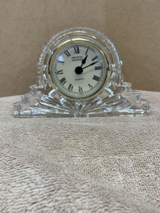 Vintage Crystal Legends By Godinger Glass Lead Crystal Large Mantle Clock