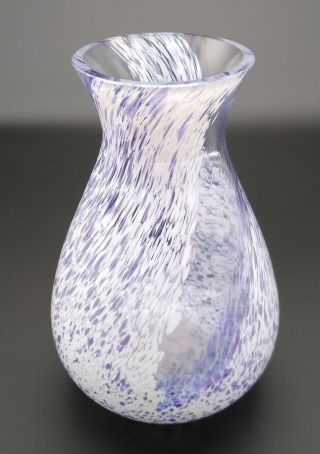 Vintage Caithness Glass Vase In Purple & White Swirl and Speckled 2