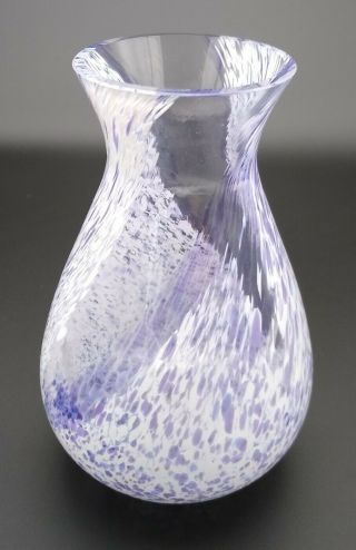 Vintage Caithness Glass Vase In Purple & White Swirl and Speckled 3