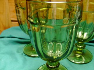 3 OLIVE GREEN LIBBEY DURATUF GOBLETS MCM VITAGE 3