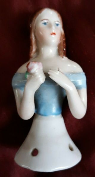Vintage Fine Porcelain Half Doll Pin Cushion German Signed Bt 170