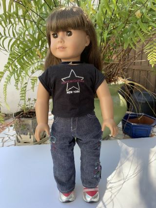 American Girl 18 " Samantha Pleasant Company With Jeans Shoes