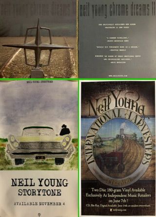 Set Of 3 Neil Young Promo Posters Chrome Ii Storytone International Harvesters
