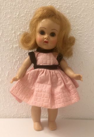 Vintage Vogue Ginny Hard Plastic Doll W/ Blonde Hair & Dress Jointed Girls Toy