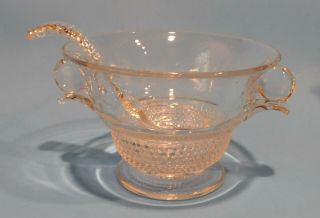 Elegant Glass Duncan & Miller Teardrop Mayonaise Or Gravy Bowl,  Ladel Spoon