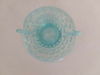 Vintage Blue Iridescent Hobnail Small Handled Candy Dish Fenton A22