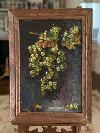 Vintage Miniature Dollhouse Igma Artisan Jeff Wilkerson Oil Painting Grapes