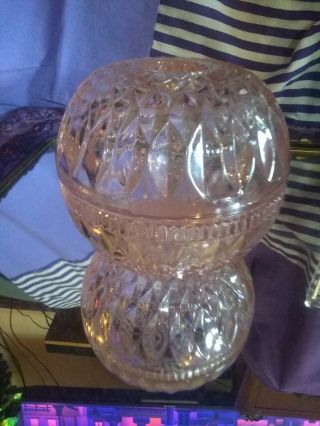 Vintage PINK Depression Glass Fairy Lamp Candle Holder Two Piece Diamond Pattern 2