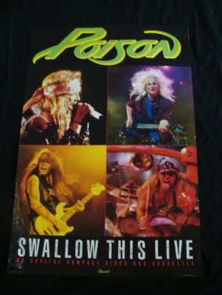 Poison Album Poster Swallow This Live Record Store Promo 1991