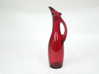 Vintage Anchor Hocking Royal Ruby Red Depression Glass Cruet Bud Vase Mcm 7 3/4 "