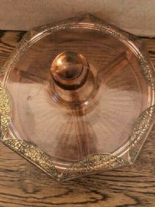 Vintage Pink Glass Divided Candy/nut/relish Dish With Cover