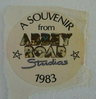 A Souvenir From Abbey Road Studios 1983 Sticker Also The Beatles Pink Floyd Etc.