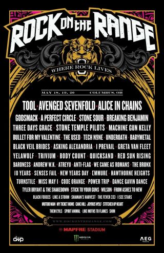 Rock On The Range 2018 Concert Poster: Tool,  Avenged Sevenfold,  Alice In Chains