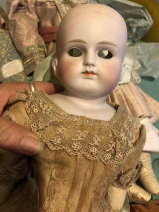 Antique 17 " Doll Kid Leather Body Germany Bisque Head No Eyes Or Hair