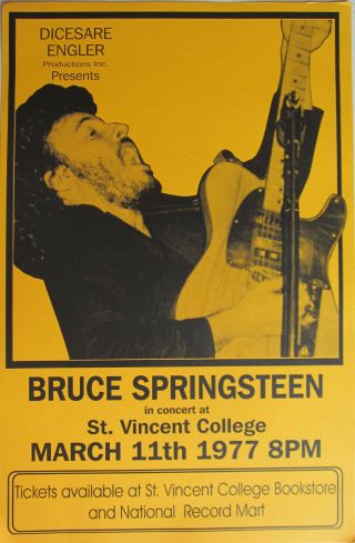 Bruce Springsteen 1977 Pittsburgh Concert Tour Poster - Heartland / Classic Rock