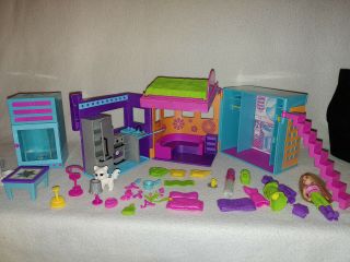 Mattel Polly Pocket Sparkle Style House Play Set Cat Doll (incomplete) Toy
