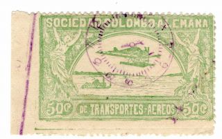 Colombia - Scadta - Seaplane Over River - 50c Clock Cancel - Sc C16 - 1921