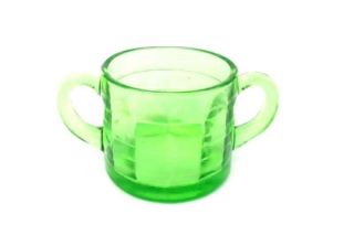 Vintage Hazel Atlas Block Optic Depression Glass Open Sugar Bowl Green No Lid