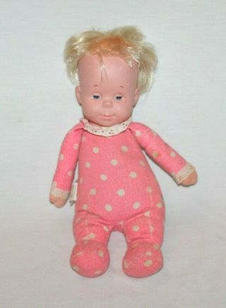 Vintage 1964 Drowsy Doll Mute Pink White Polka Dots 15 " Blond No Pull String Htf