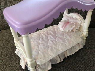 Little Tikes Barbie Size Dollhouse Furniture Canopy Bed Complete Bedding,  Extra