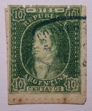 Argentina 1864 Classic Rivadavia 10c Green.  Outstanding.  Signed