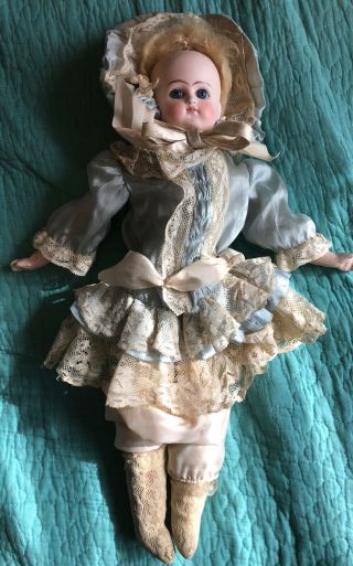 Antique 16 " Doll Kid Leather Body Germany Bisque Head