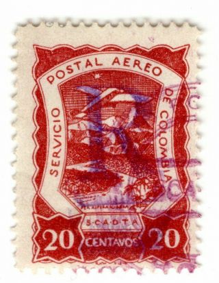 Colombia - Scadta - Registration - 20c Provisional Stamp - Honda - 1921 Rrr