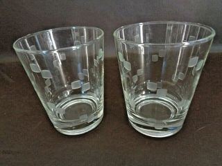 Vintage Glass Tumblers Cubist By Anchor Hocking
