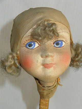 Unusual Antique German Half Doll Head Hat Wig Stand