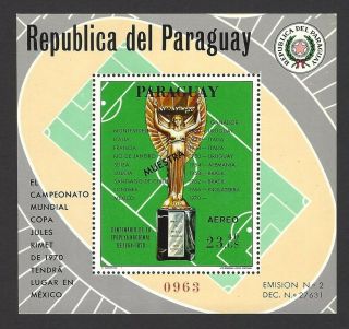 Paraguay 1198 1969 World Cup Football Mnh Ovpt Muestra Specimen